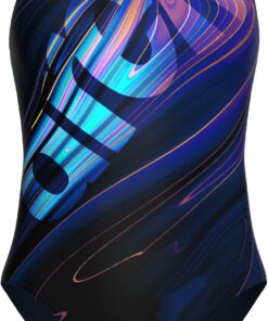 ARENA - WOMEN'S ARENA FLOW SWIMSUIT V NAVY MULTI-WATER