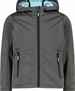 CMP - KID G JACKET FIX HOOD NERO MEL.-ACQUA