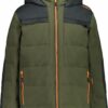 CMP - KID LONG JACKET FIX HOOD OIL GREEN