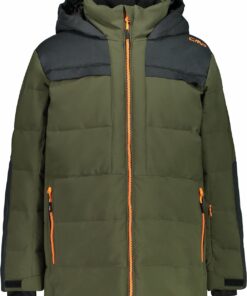 CMP - KID LONG JACKET FIX HOOD OIL GREEN