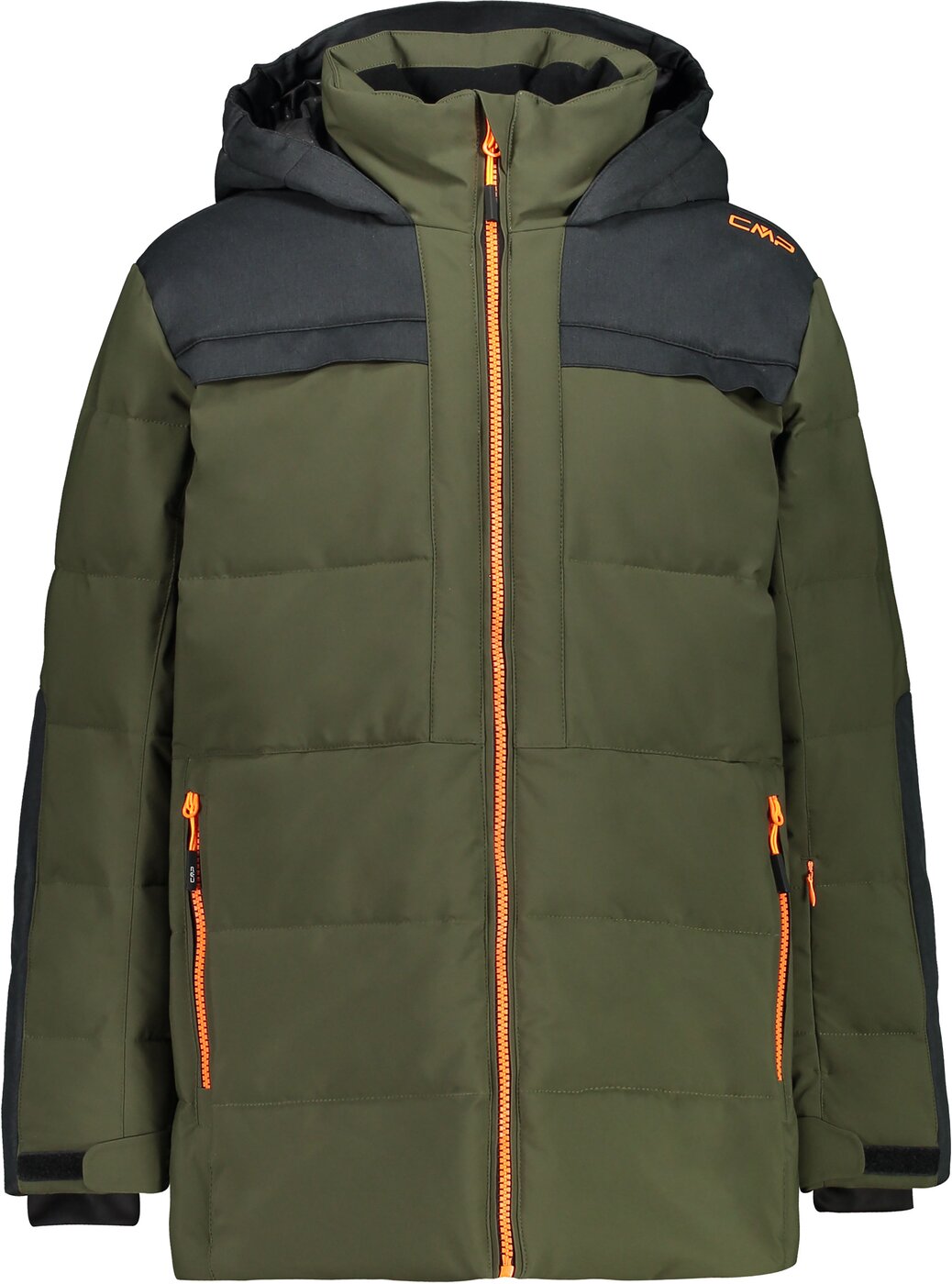 CMP - KID LONG JACKET FIX HOOD OIL GREEN