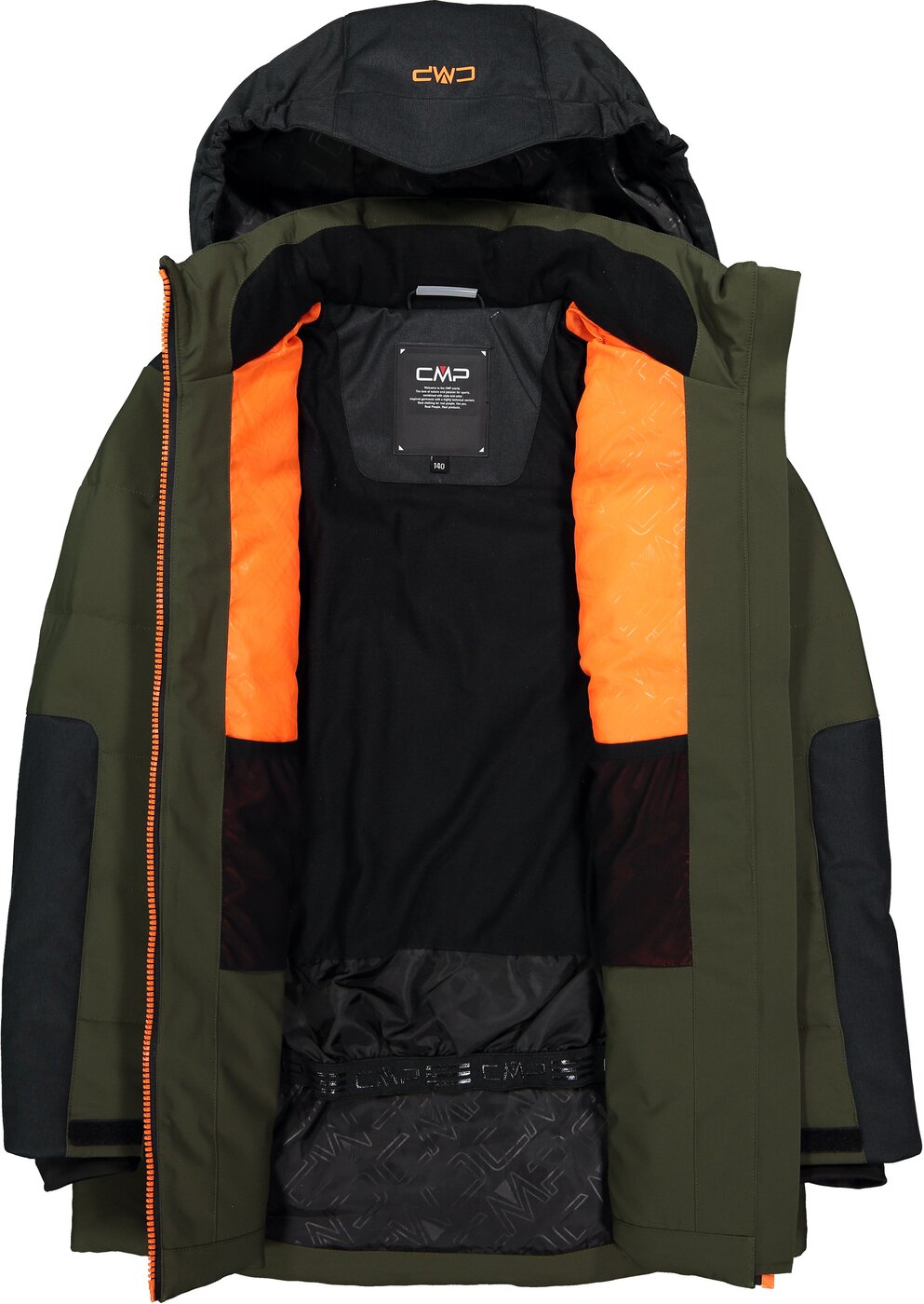 CMP - KID LONG JACKET FIX HOOD OIL GREEN – Bild 3