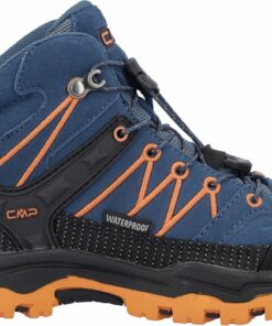 CMP - KIDS RIGEL MID TREKKING SHOES WP BLUESTEEL-FLAME