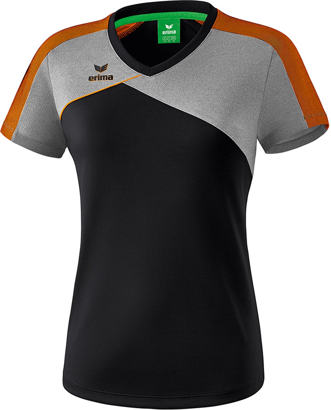 ERIMA - PREMIUM ONE 2.0 t-shirt function BLACK/GREY MELANGE/NEON ORANGE