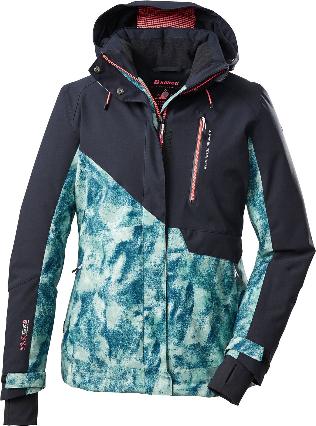 KILLTEC - KSW 145 WMN SKI JCKT SCHWARZ BLAU/ AOP GR N GRAU