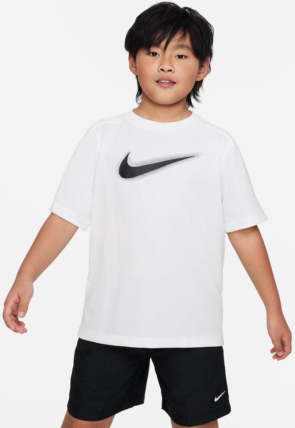 NIKE - B NK DF MULTI+ SS TOP HBR WHITE/BLACK