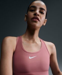 NIKE - W NK SWSH MED SPT BRA CANYON PINK/WHITE