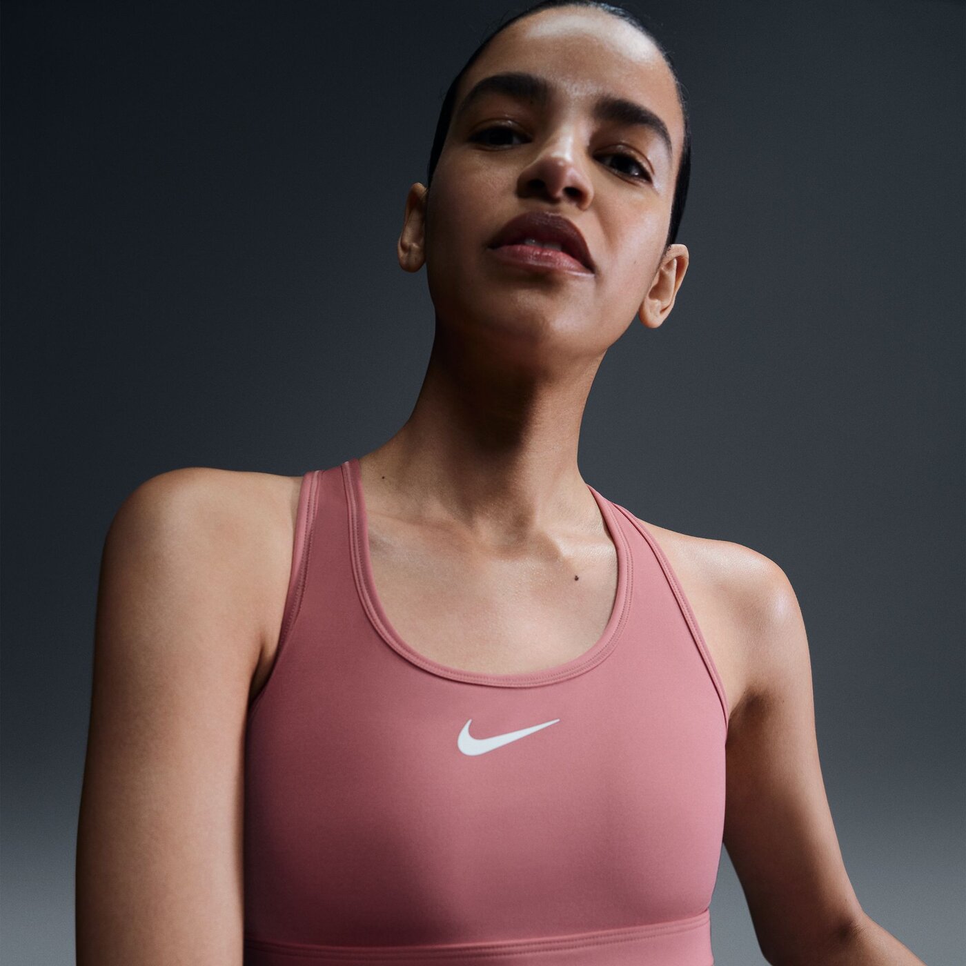 NIKE - W NK SWSH MED SPT BRA CANYON PINK/WHITE
