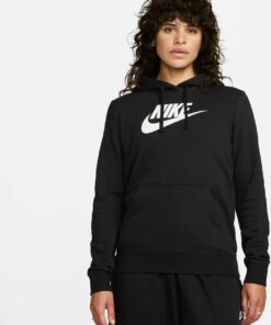 NIKE - W NSW CLUB FLC GX STD PO HDY BLACK/WHITE