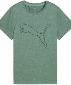 PUMA - W TAD ESSENTIAL Heather Logo Tee GREEN MOON HEATHER