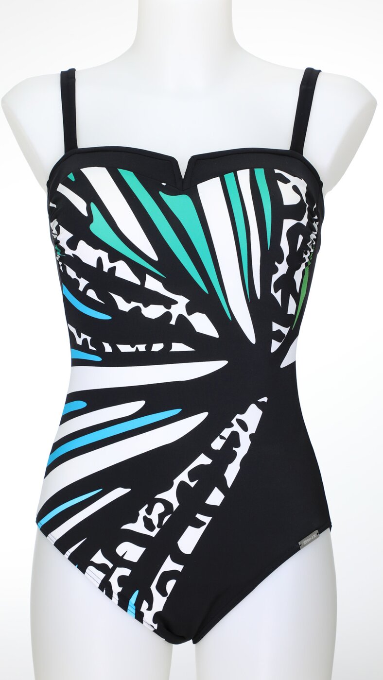 SUNMARIN - Badeanzug SCHWARZ/TÜRKIS