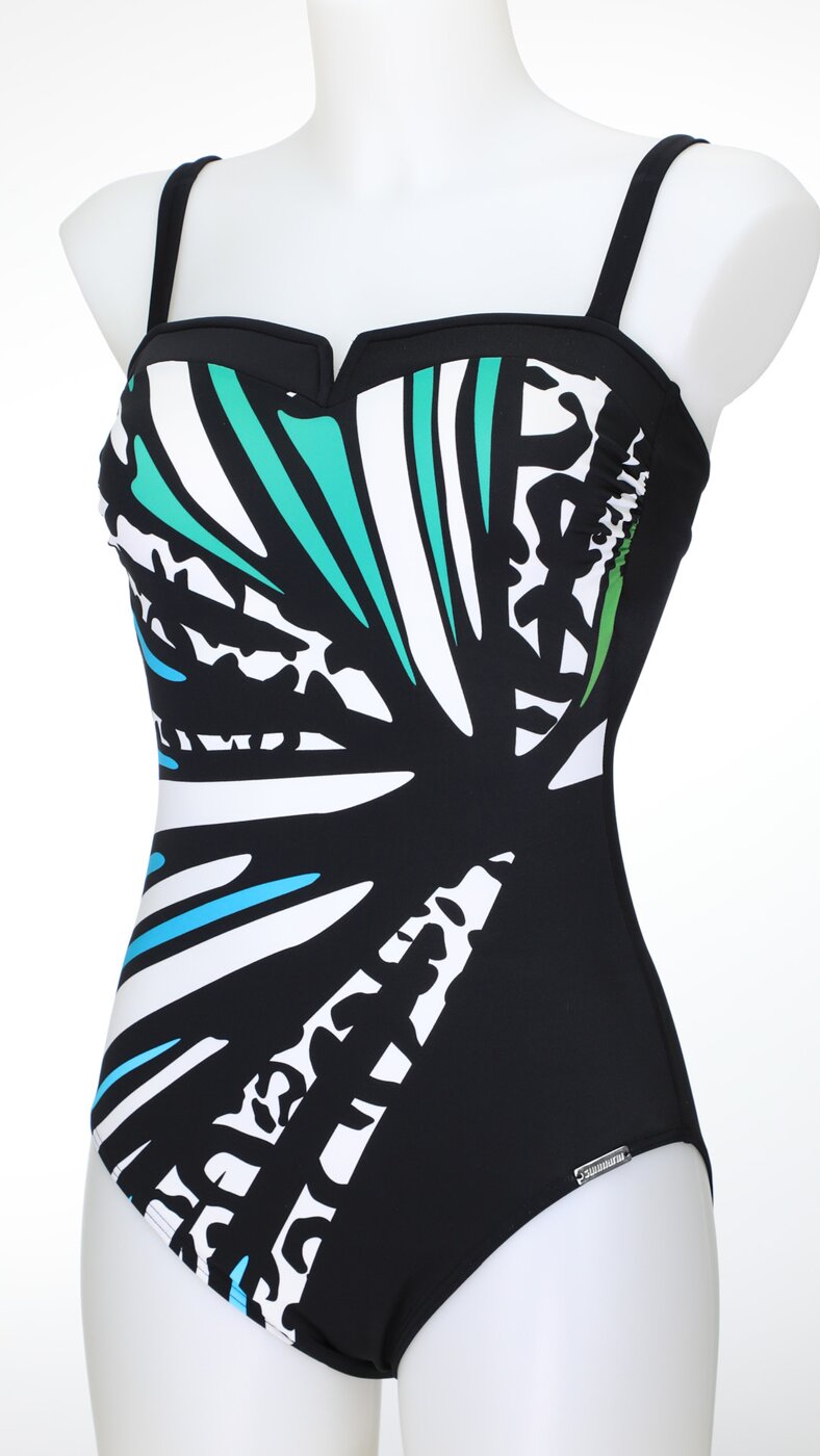 SUNMARIN - Badeanzug SCHWARZ/TÜRKIS – Bild 4