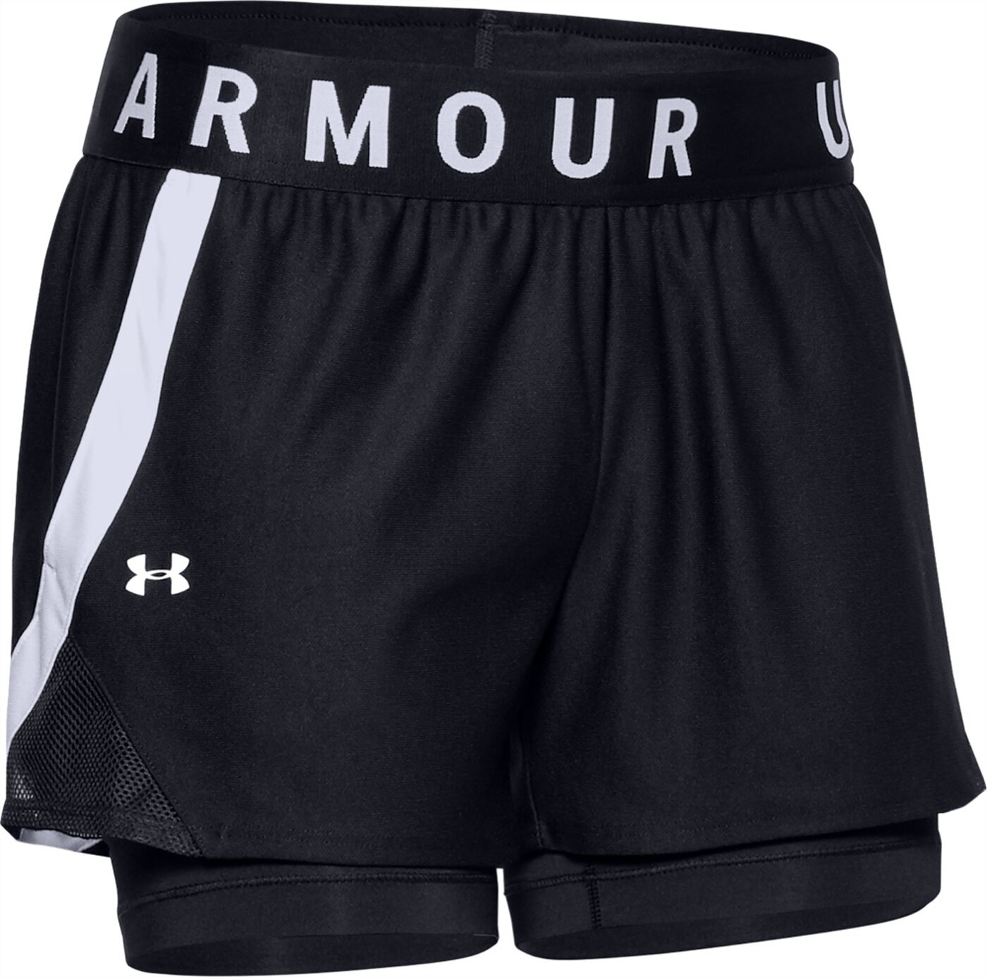 UNDER ARMOUR - PLAY UP 2-IN-1 SHORTS BLACK / BLACK / WHITE