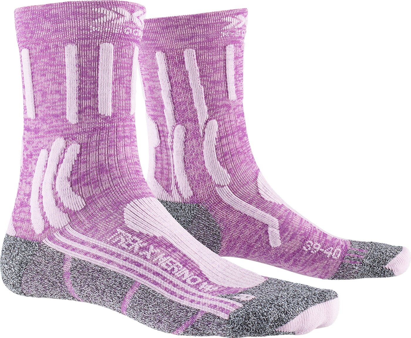 X-SOCKS - X-SOCKS(R) TREK X MERINO WMN SOCKS MAGNOLIA PURPLE MELANGE/DOLOMITE GREY