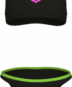 ARENA - GIRL'S ARENA TWO PIECES SWIMSUIT SOLID BLACK-SOFT GREEN-WATER-SOFT GREEN