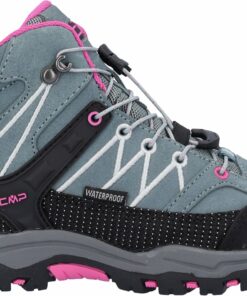 CMP - KIDS RIGEL MID TREKKING SHOES WP MINERAL GREEN-PURPLE FLUO