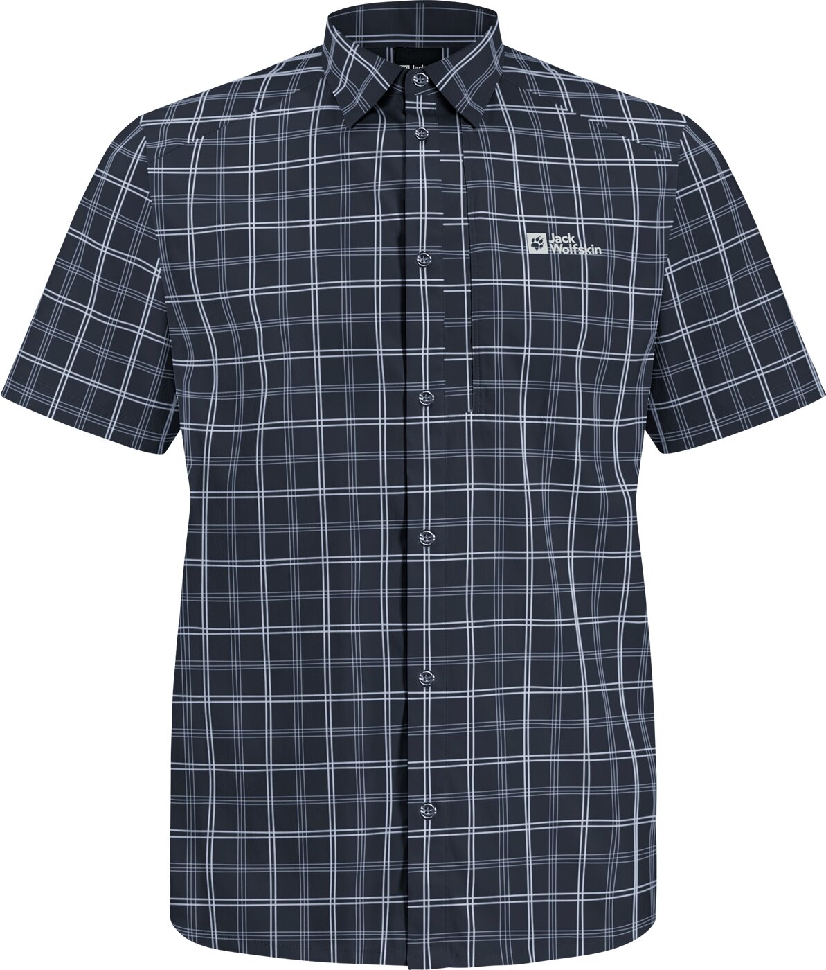 JACK WOLFSKIN - NORBO S|S SHIRT M NIGHT BLUE CHECKS