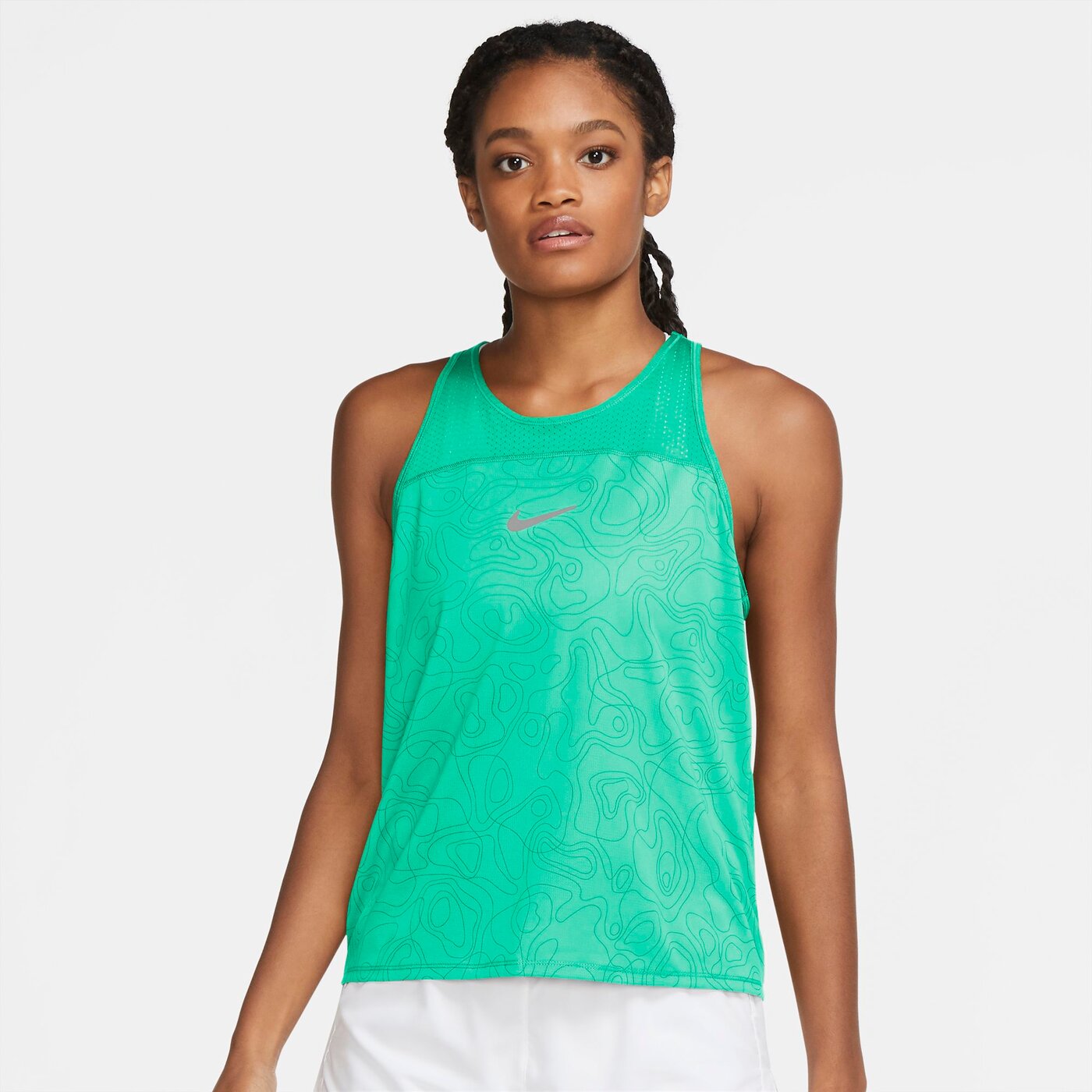 NIKE - W NK RUN DVN MILER TANK AOP GREEN GLOW/REFLECTIVE SILV